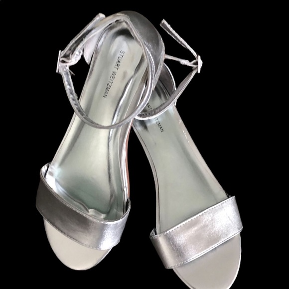 Stuart Weitzman - Silver Glitter Sandals - Picture 2 of 4